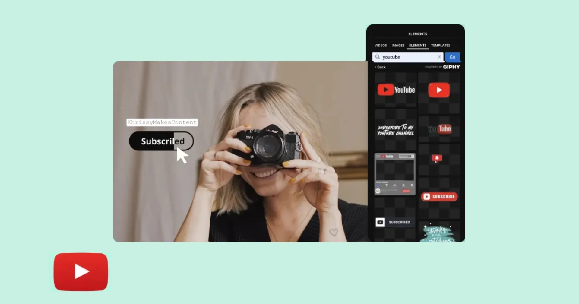 Une miniature YouTube est éditée avec des stickers