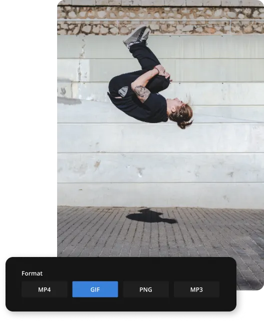 A screenshot of someone doing a backflip with the Format options overlaid