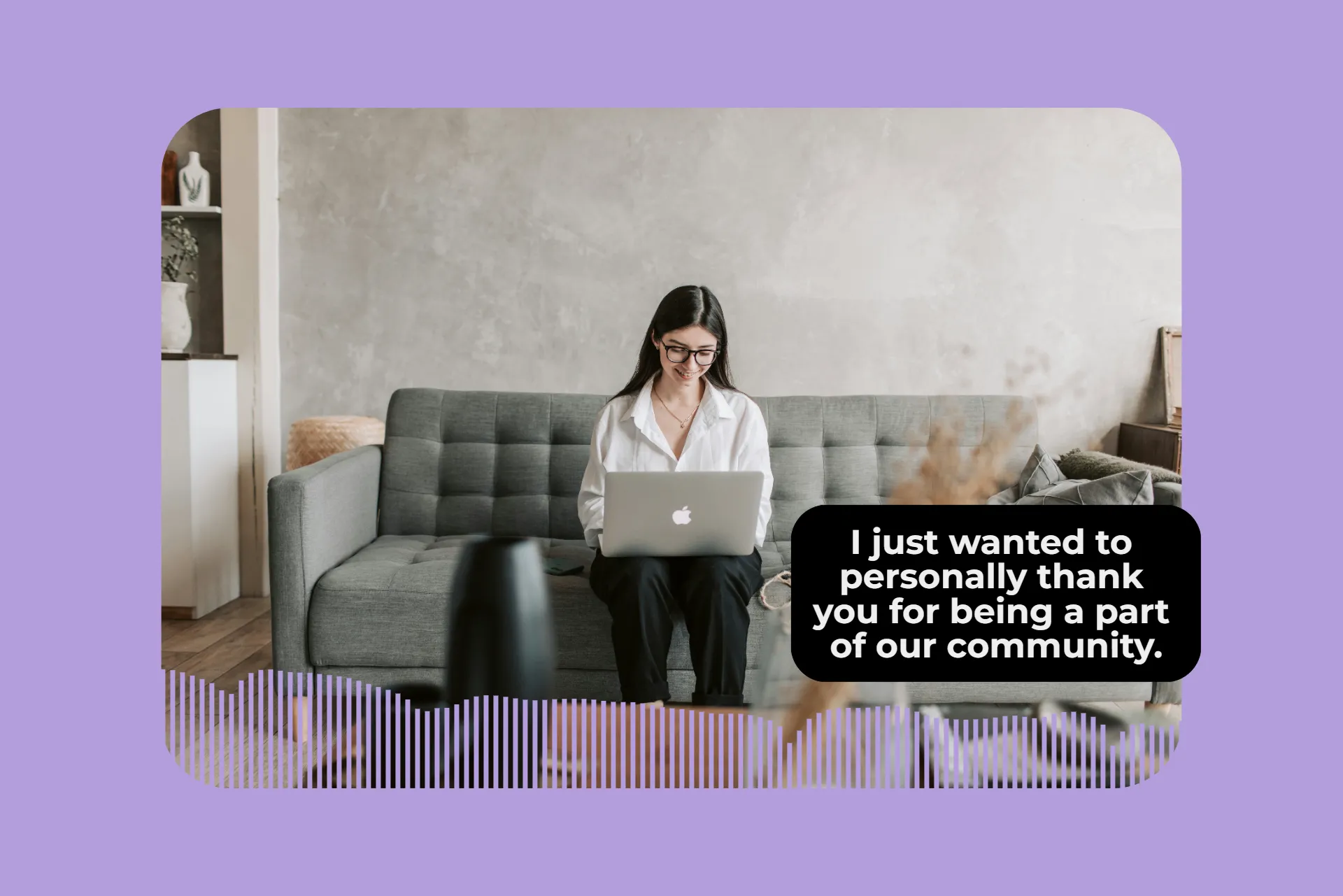 Small business owner responding with a personalized video using text-to-speech overlaid on a muted video.