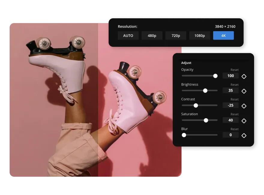 4Kの動画品質編集のスクリーンショット。