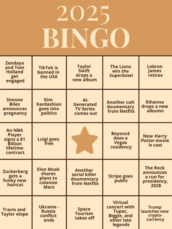 New Year Bingo Card Template