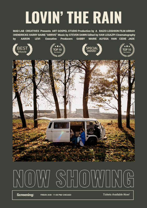 Aesthetic Autumn Forest Film Poster Template with Camper Van Scene