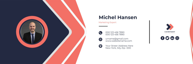 Attractive Navy and Coral Chevron LinkedIn Banner Template with Photo and Icons