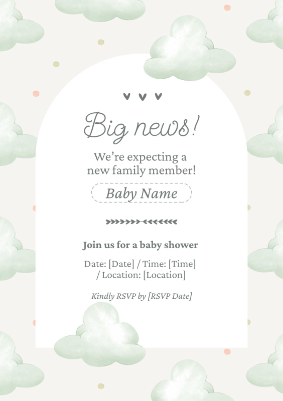 Charming Cloud Baby Shower Invitation Template