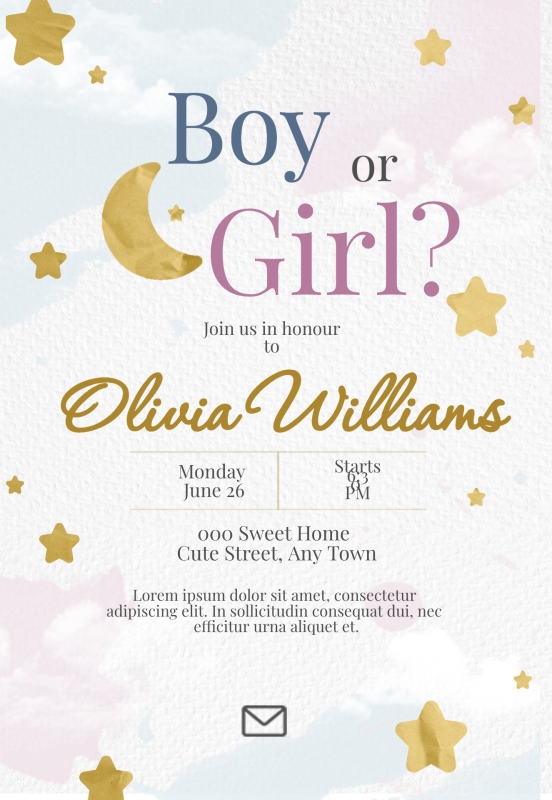 Charming Gender Reveal Invitation Template