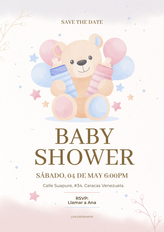 Charming Teddy Bear Baby Shower Invitation Template