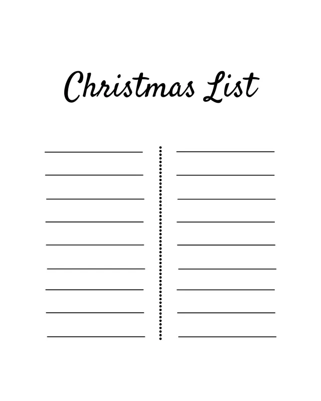 Christmas List Template
