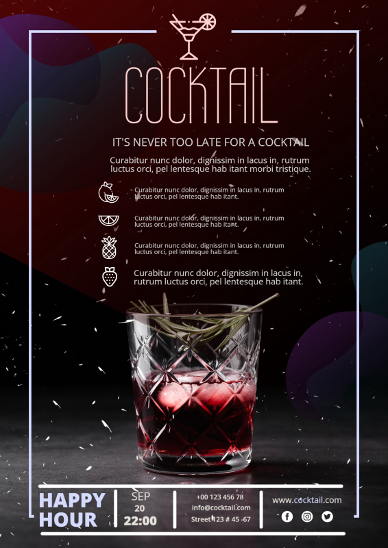 Elegant Cocktail Event Flyer with Dark Red Theme