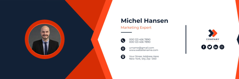 Geometric Navy and Orange Professional LinkedIn Banner Template