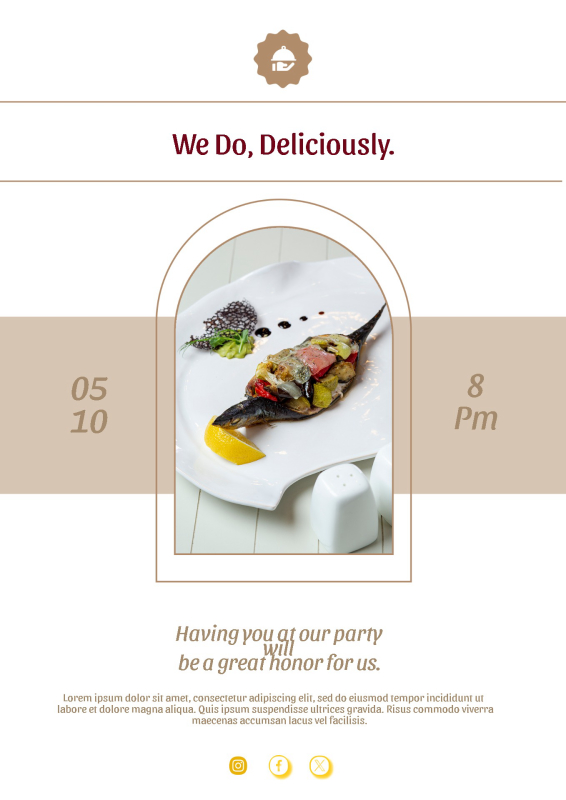 Gourmet Dinner Party Invitation Template with Elegant Beige Accents