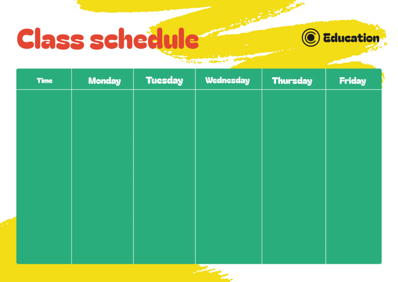 Handy Class Schedule Template with Vibrant Colors
