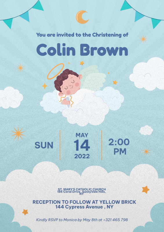 Heavenly Christening Invitation Template