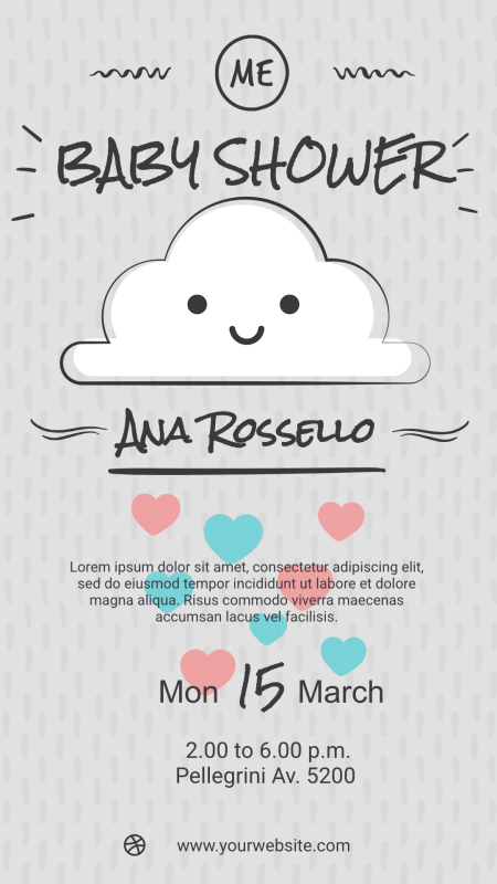 Inviting Baby Shower Template with Cute Cloud Design