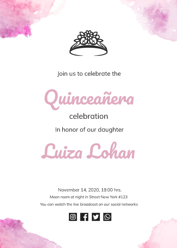 Inviting Elegance: Pink Watercolor Quinceañera Invitation Template