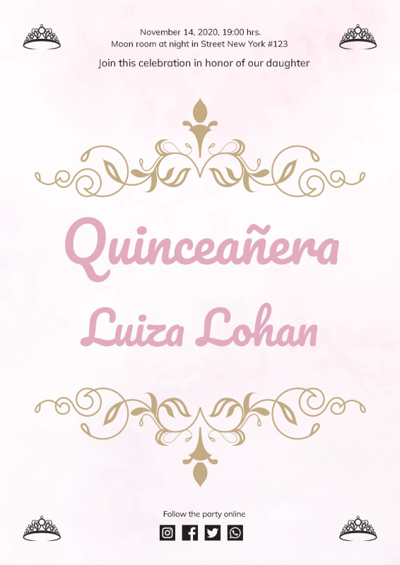 Luxurious Quinceañera Invitation with Elegant Gold Accents