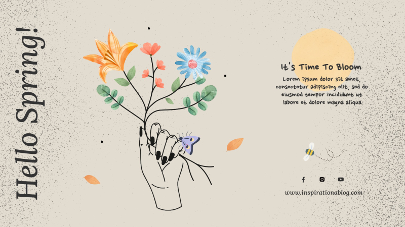 Nature-Inspired Spring Greeting Card Template with Floral Art