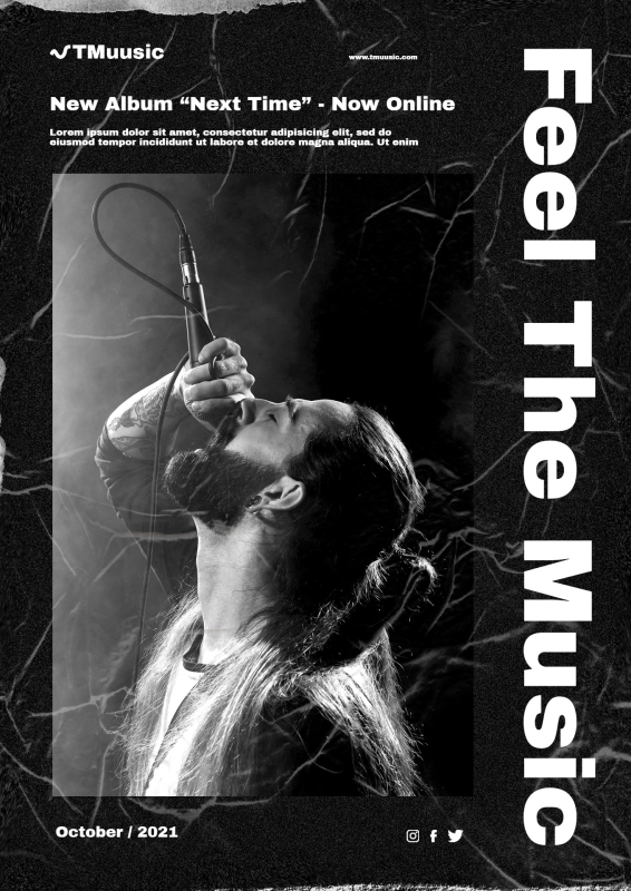 Next-Level Black and White Grunge Music Film Poster Template