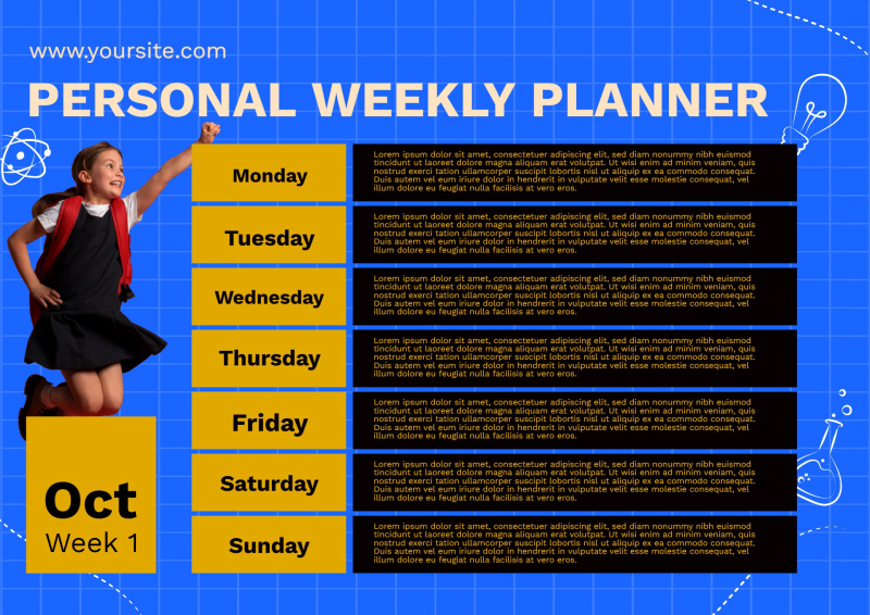 Organize Your Week with a Vibrant Blue and Yellow Planner
