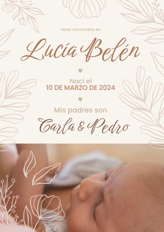 Tender Floral Birth Announcement with Elegant Script