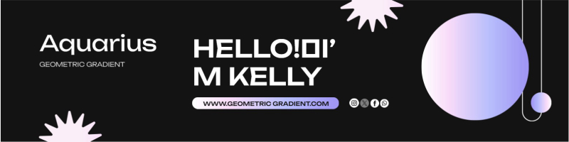 Trendy Aquarius Geometric Gradient LinkedIn Banner Template with Pastel Spheres